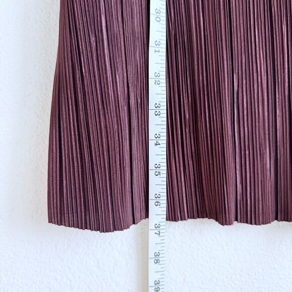 NWT Sam Edelman Long Sleeve Plisse Crinkle High Neck Burgundy Shift Dress Size 2 - Picture 10 of 12